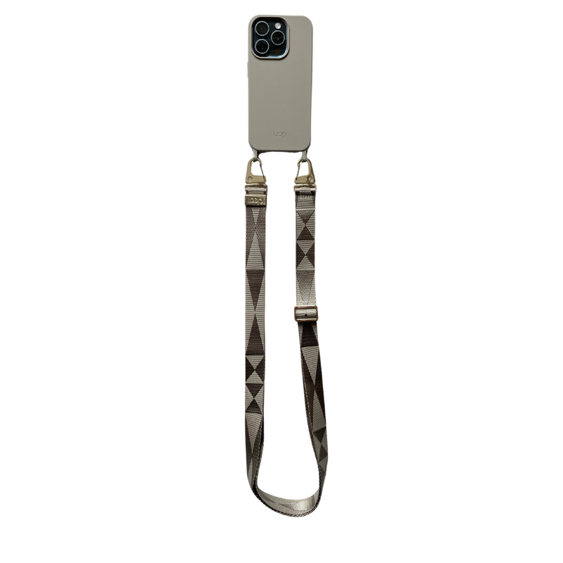 Taupe széles nyakbaakasztó - arany karabinerrel