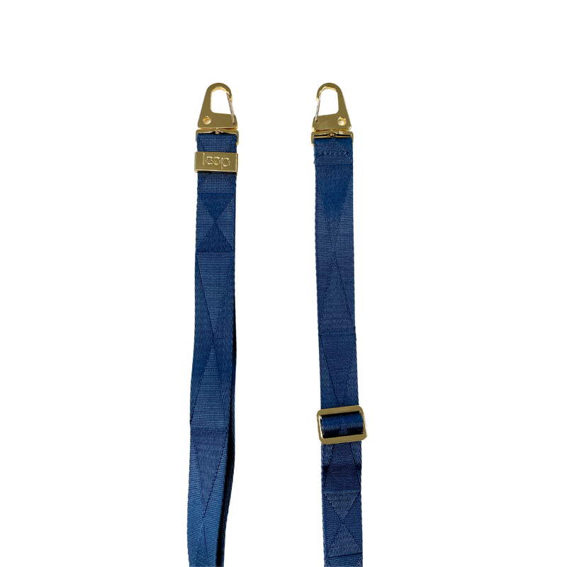 Kék széles nyakbaakasztó - arany/ezüst karabinerrel