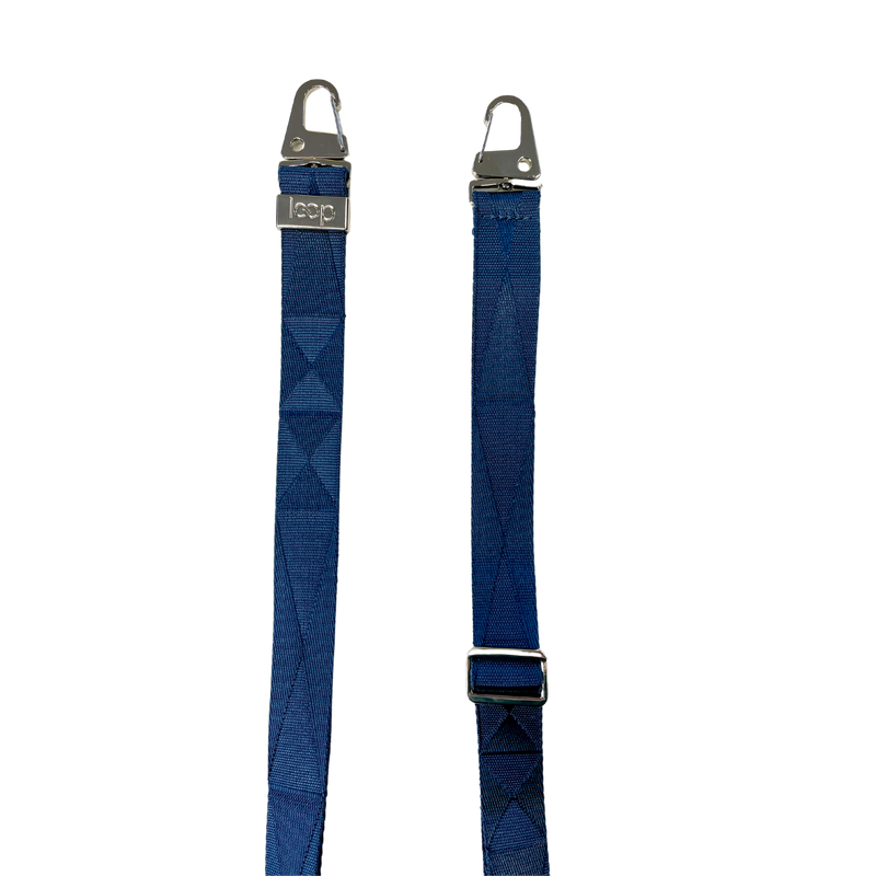 Kék széles nyakbaakasztó - arany/ezüst karabinerrel