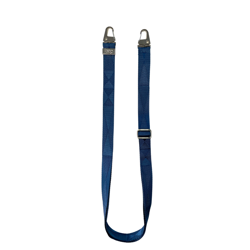 Kék széles nyakbaakasztó - arany/ezüst karabinerrel