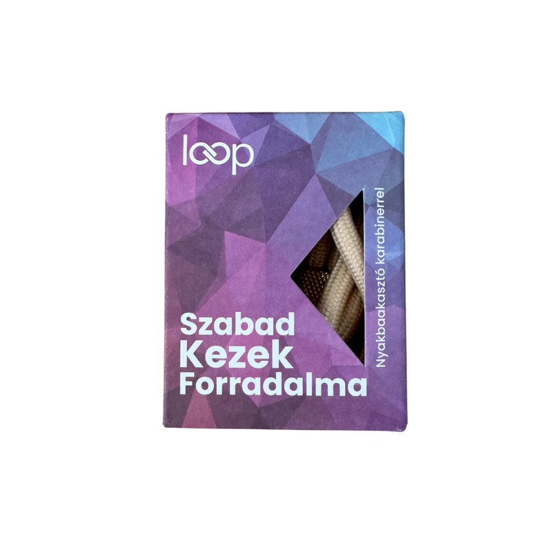 Bézs kötél nyakbaakasztó - arany/ezüst karabinerrel