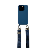 Kék széles nyakbaakasztó - arany/ezüst karabinerrel