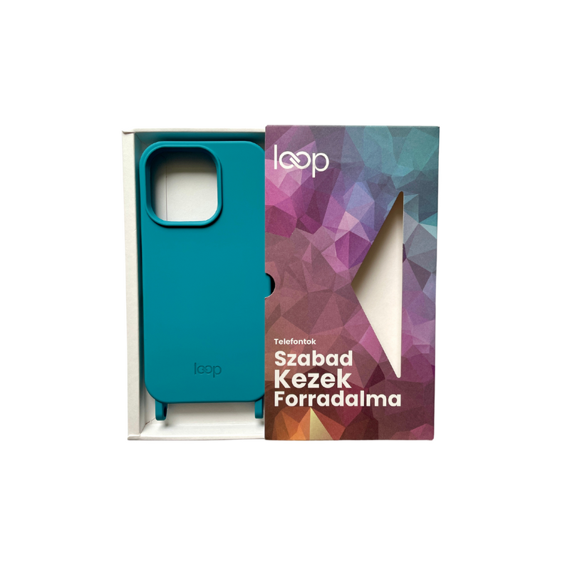 Világoskék telefontok - karabiner előkészítéssel