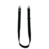 Éjfekete széles nyakbaakasztó - arany/ezüst karabinerrel