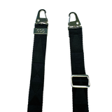 Éjfekete széles nyakbaakasztó - arany/ezüst karabinerrel