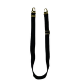 Éjfekete széles nyakbaakasztó - arany/ezüst karabinerrel