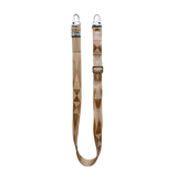 Bézs széles nyakbaakasztó - arany/ezüst karabinerrel