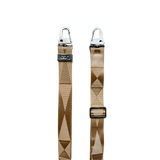 Bézs széles nyakbaakasztó - arany/ezüst karabinerrel