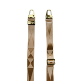 Bézs széles nyakbaakasztó - arany/ezüst karabinerrel